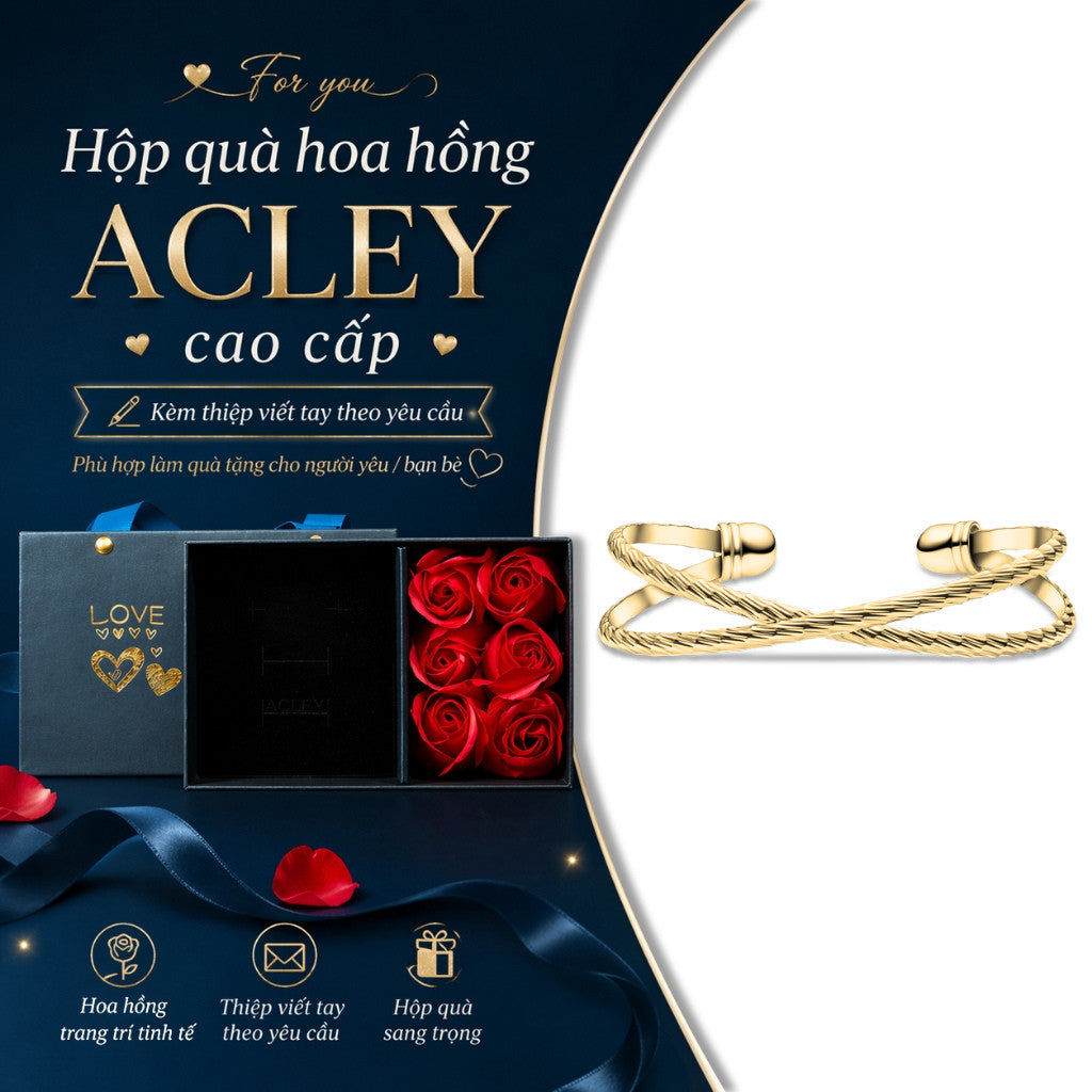 Vòng tay hở hợp kim đồng dây xoắn đan chéo