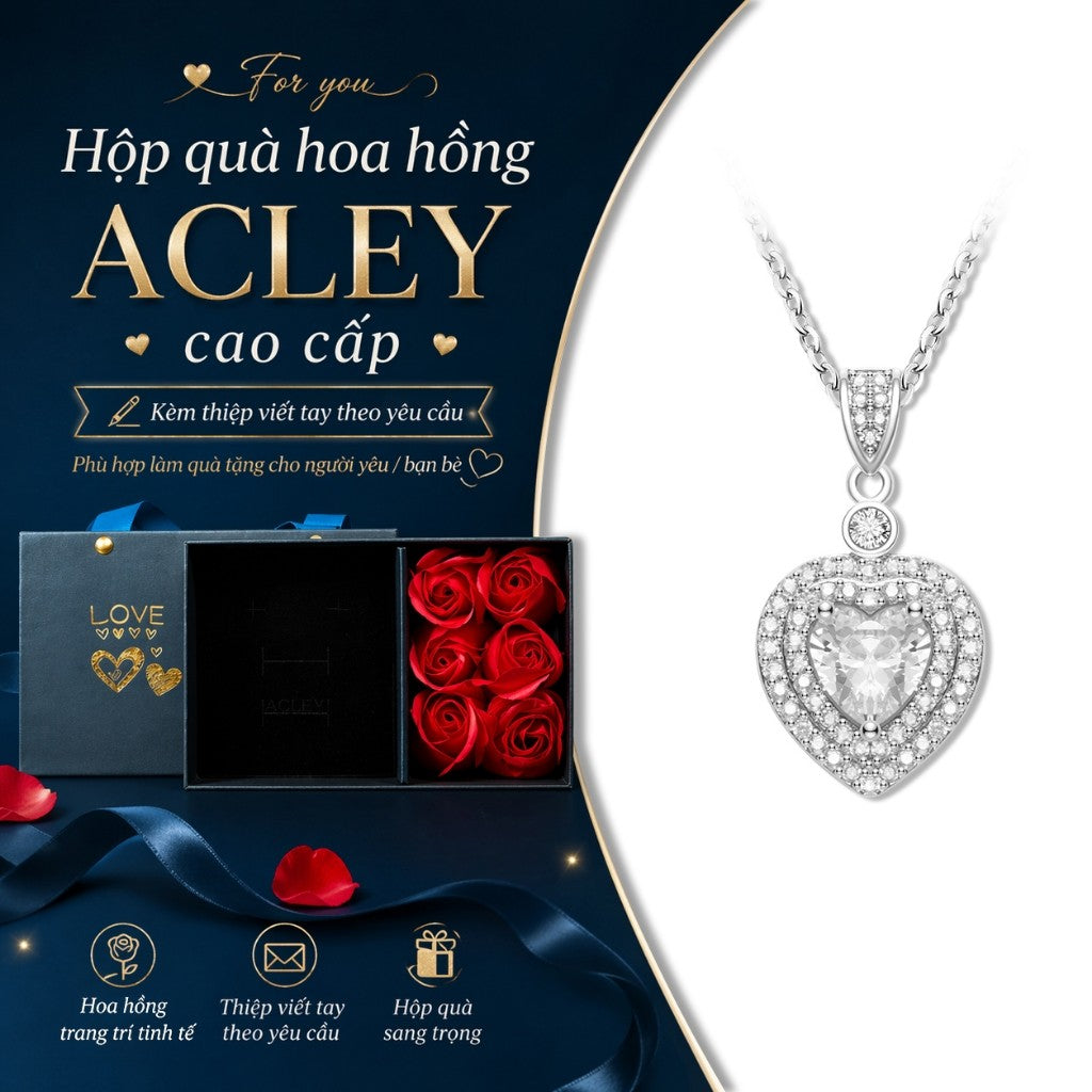 Dây chuyền hợp kim đồng mặt trái tim đính đá zircon 5A