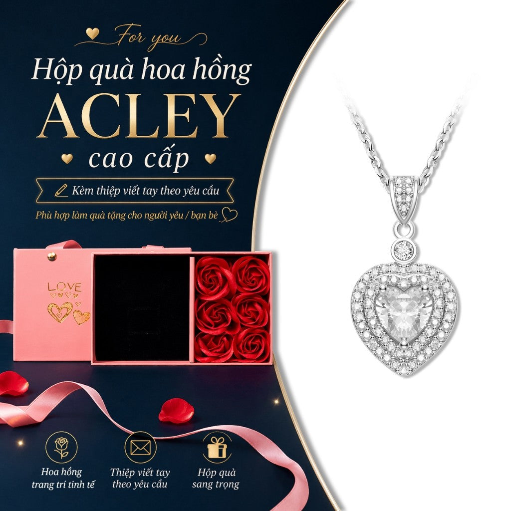 Dây chuyền hợp kim đồng mặt trái tim đính đá zircon 5A