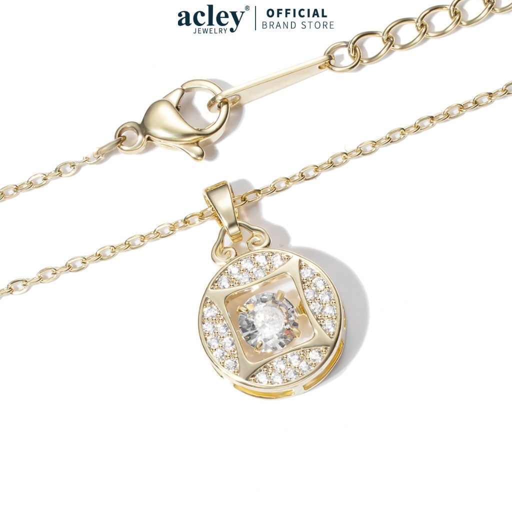 Dây chuyền hợp kim đồng mặt tròn đính đá zircon 5A