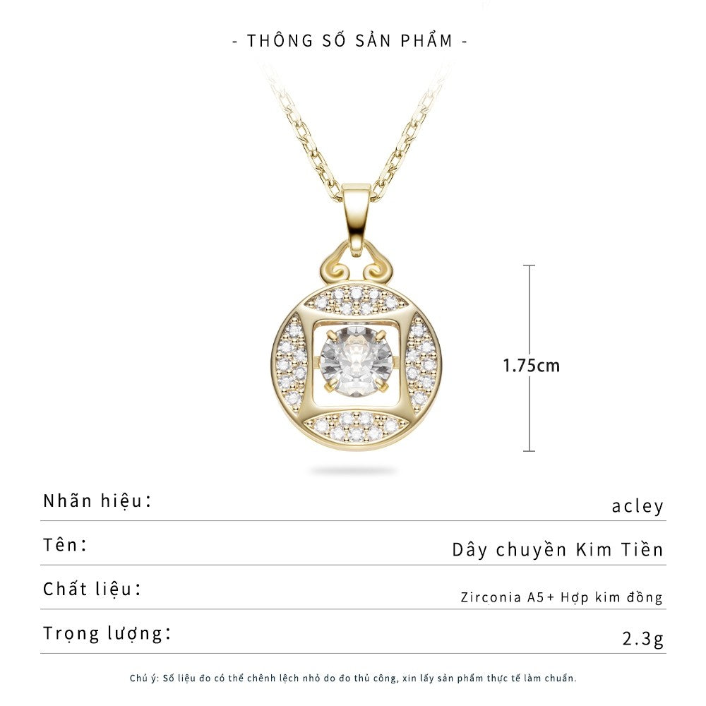 Dây chuyền hợp kim đồng mặt tròn đính đá zircon 5A