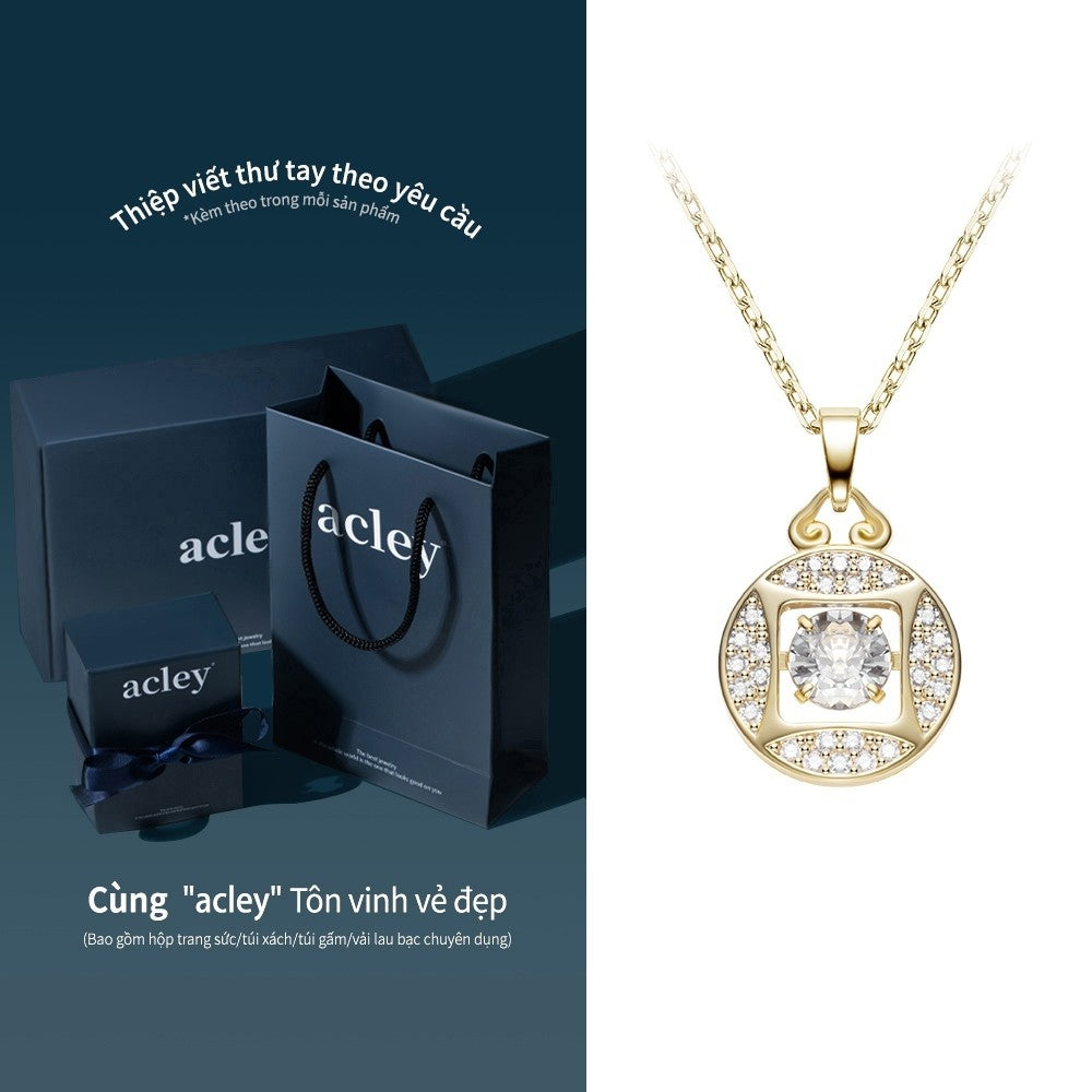 Dây chuyền hợp kim đồng mặt tròn đính đá zircon 5A