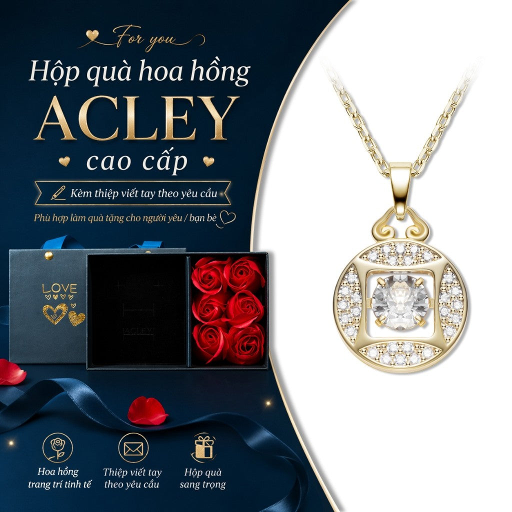 Dây chuyền hợp kim đồng mặt tròn đính đá zircon 5A