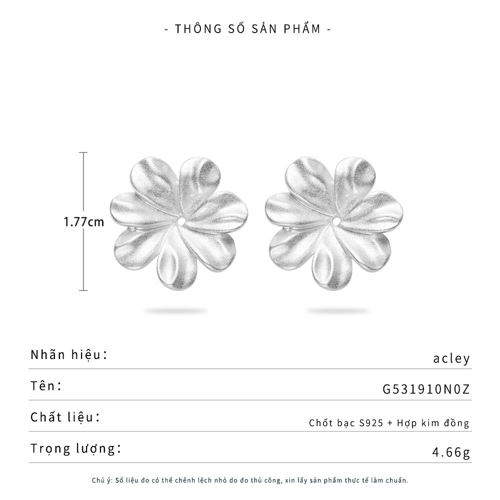 Bông tai nụ hợp kim đồng hình hoa cánh mềm kim bạc