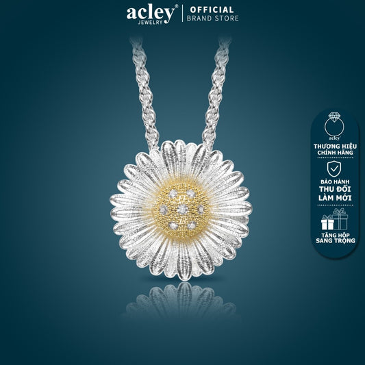 Dây chuyền hợp kim đồng hình hoa cúc đính đá zircon 5A