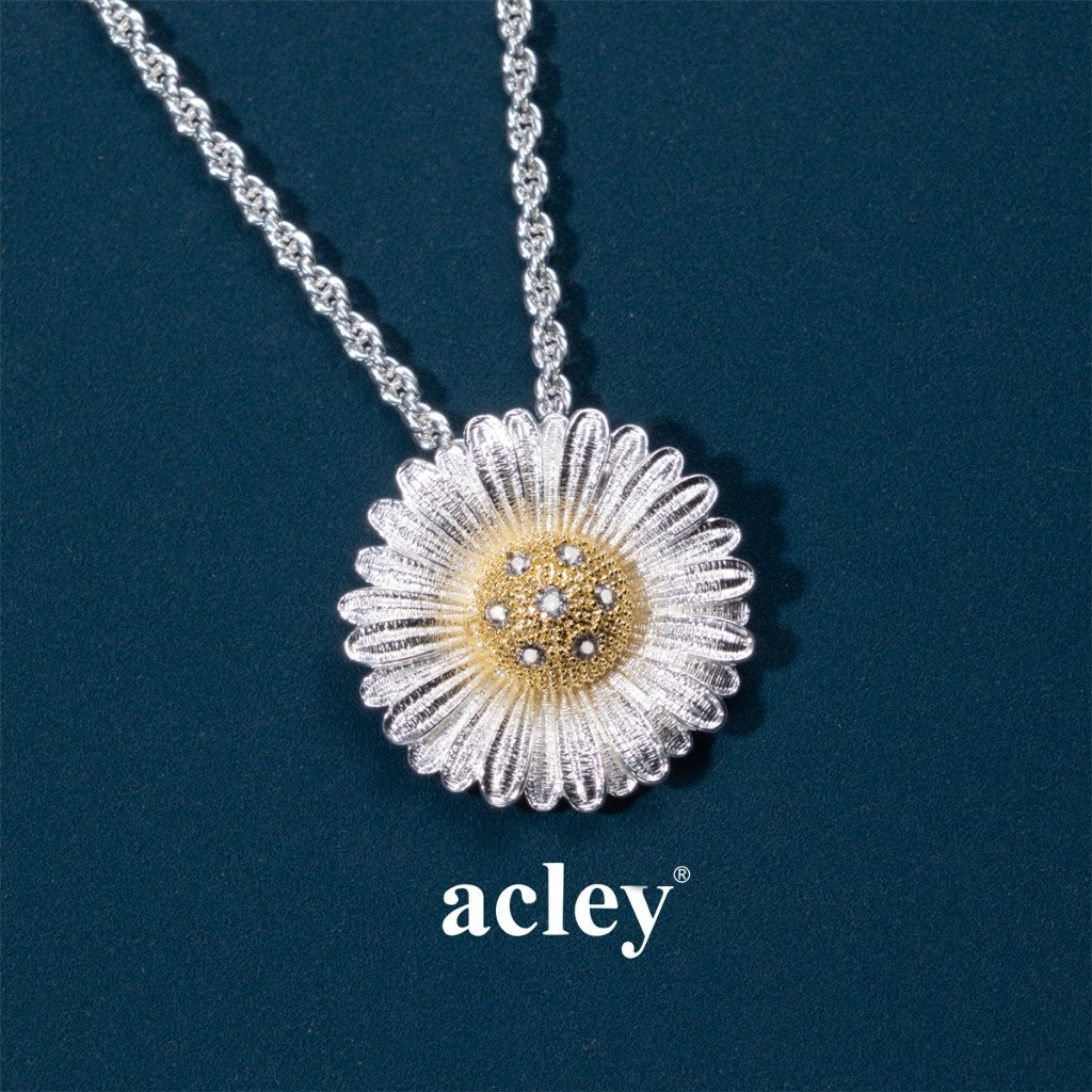 Dây chuyền hợp kim đồng hình hoa cúc đính đá zircon 5A