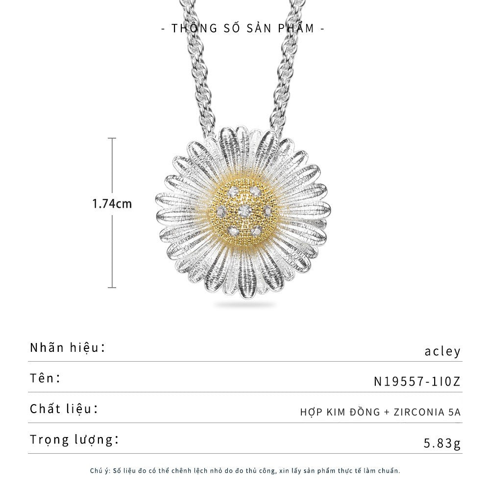 Dây chuyền hợp kim đồng hình hoa cúc đính đá zircon 5A