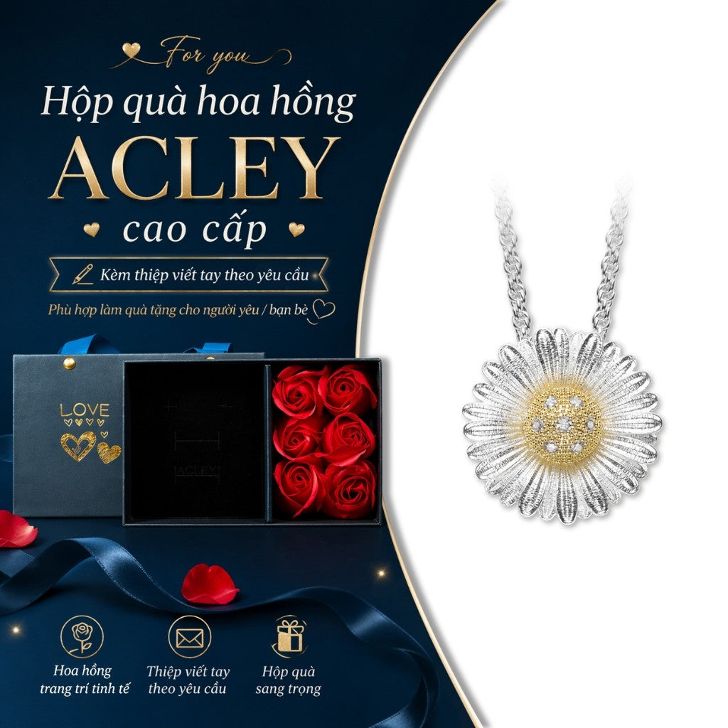 Dây chuyền hợp kim đồng hình hoa cúc đính đá zircon 5A