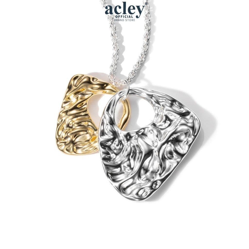 Acley Dây Chuyền Hai Mảnh Bạc và Vàng Khắc Họa Tiết hiện Đại Cá Tính, Phụ Kiện Đi Biển E25911I0A