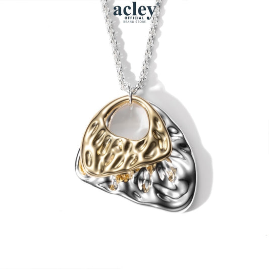Acley Dây Chuyền Hai Mảnh Bạc và Vàng Khắc Họa Tiết hiện Đại Cá Tính, Phụ Kiện Đi Biển E25911I0A