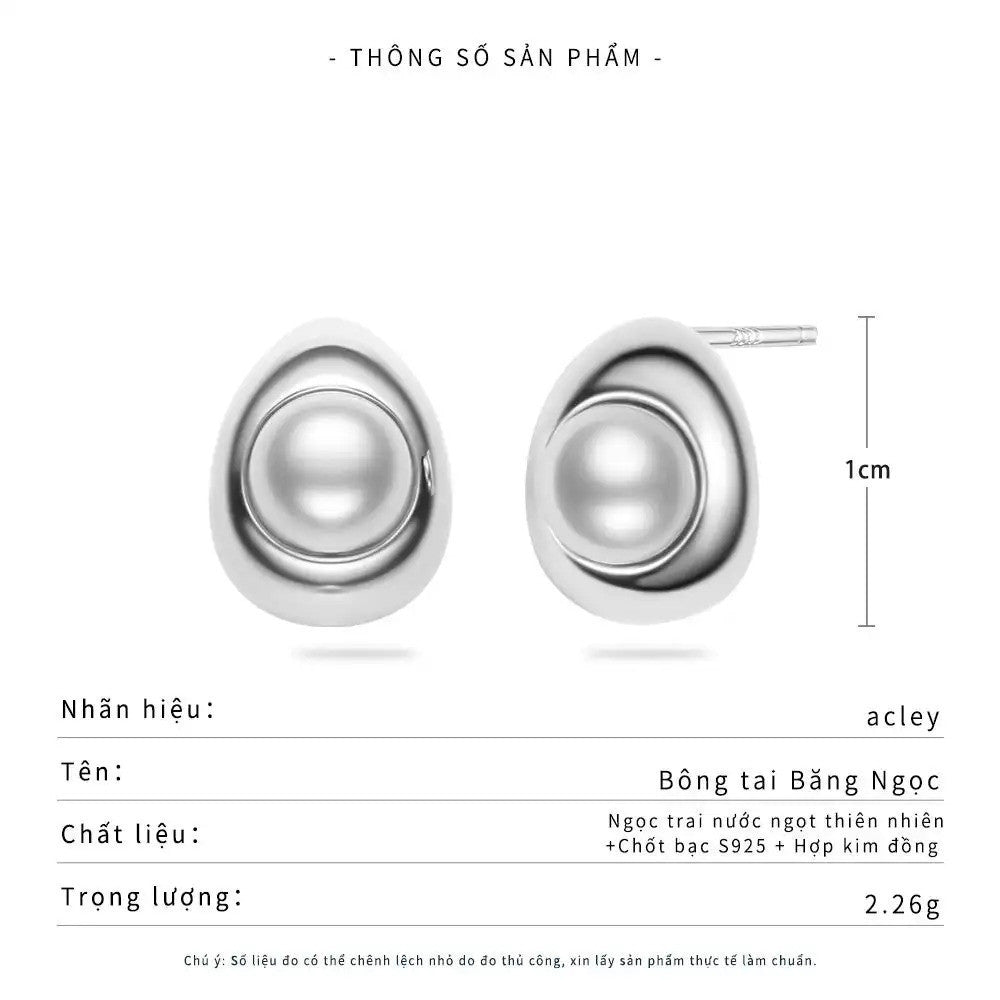 Bông tai nụ giọt nước ngọc trai nước ngọt hợp kim đồng kim bạc