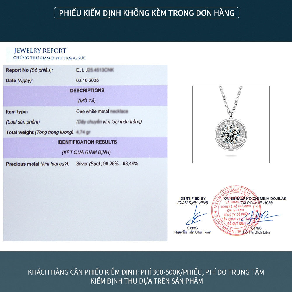 Bông tai bạc S925 đính đá Moissanite dáng tròn viền baguette