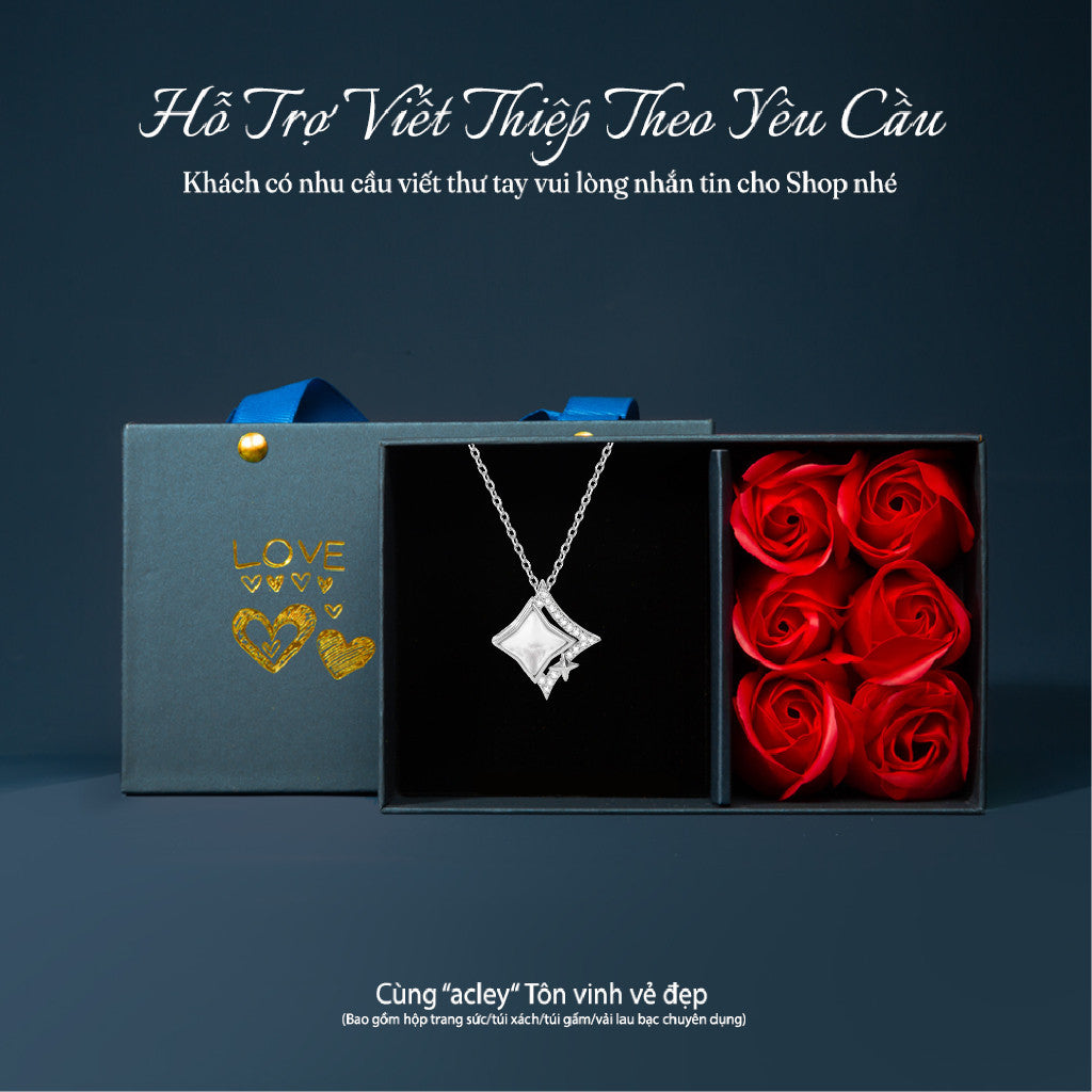 Dây chuyền bạc S925 mặt ngôi sao xà cừ trắng đính zircon 5A