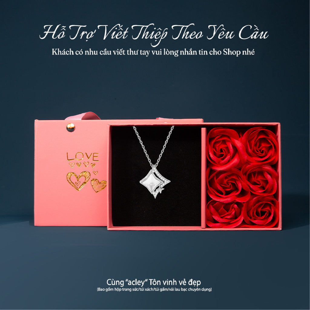 Dây chuyền bạc S925 mặt ngôi sao xà cừ trắng đính zircon 5A