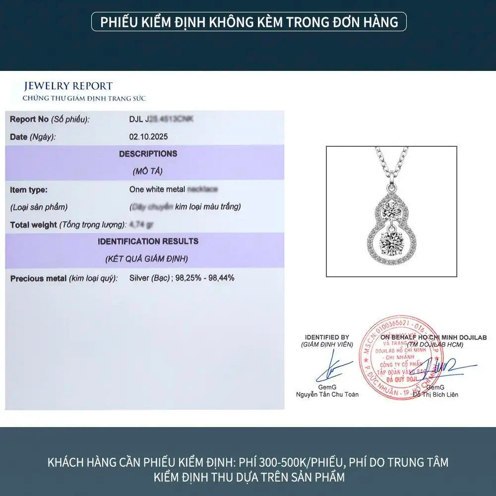 Dây chuyền bạc S925 mặt hồ lô đính đá zircon 5A