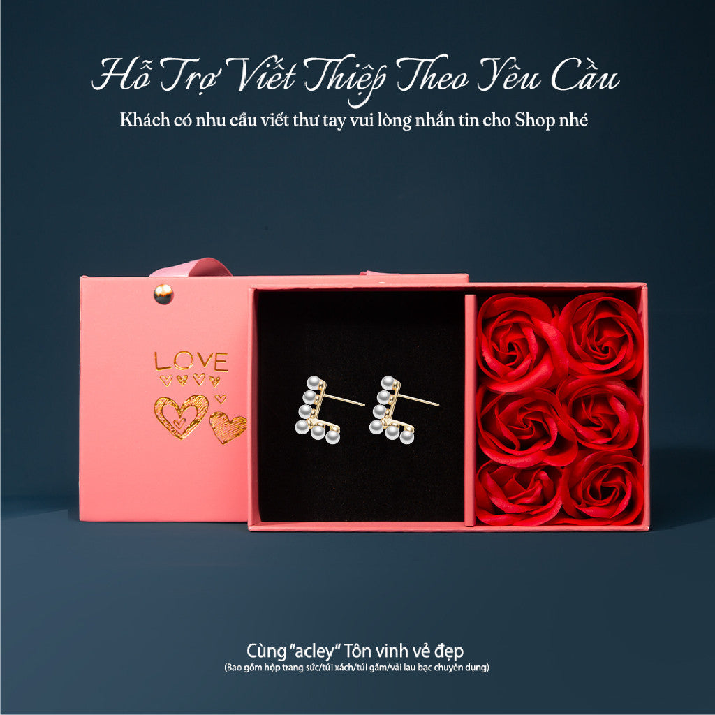 Bông tai bạc S925 đính ngọc trai dáng vòng cung thanh lịch
